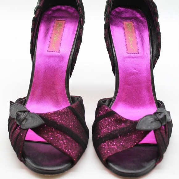 Betsey Johnson Shoes - Betsey Johnson Pink & Black Glitter Heels Size 9